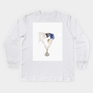 An Acrobat on Acro Blocks Kids Long Sleeve T-Shirt